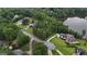 Scenic aerial view of a lakeside community with lush landscaping and beautiful homes at 81 Smokerise Pt, Peachtree City, GA 30269
