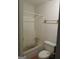 Bathroom featuring a shower/tub combo, toilet, and dated finishes at 101 Pinetree Trl, Atlanta, GA 30349