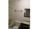 Bathroom featuring a shower/tub combo, toilet, and a single sink at 101 Pinetree Trl, Atlanta, GA 30349