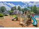 View of community playground featuring swings, slides, and climbing structure near pool at 3511 Cherry Blossom Ct, Loganville, GA 30052