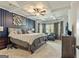 Luxurious main bedroom with a coffered ceiling, accent wall, and a king-size bed at 209 Osier Dr, Mcdonough, GA 30252