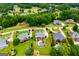 Aerial view of a residential area featuring homes with swimming pools, mature trees, and manicured lawns at 713 Birkdale Blvd, Carrollton, GA 30116