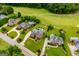 Expansive aerial view of luxury homes with manicured lawns and mature trees in an upscale neighborhood at 713 Birkdale Blvd, Carrollton, GA 30116