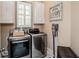 Modern laundry room featuring stainless steel appliances and custom cabinetry at 713 Birkdale Blvd, Carrollton, GA 30116