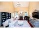 Living room featuring tall ceilings, a fireplace, and a piano at 713 Birkdale Blvd, Carrollton, GA 30116