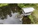 A tranquil pond is complemented by a dock and boathouse, creating a peaceful retreat in nature at 300 Peggy Cole Bridge Rd, Villa Rica, GA 30180