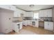 Well-lit kitchen featuring white cabinets, granite countertops, and modern fixtures at 2282 Belmont Dr, Decatur, GA 30032