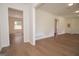The open living area has hard wood floors and neutral paint at 3686 Calmer Cir, East Point, GA 30344
