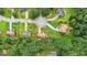 Aerial image of a cul-de-sac showing the layout of homes and landscaping of a residential area at 2580 Star Ln, Decatur, GA 30034