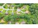 Overhead view of a neighborhood featuring mature trees, cul-de-sac, and well-maintained lawns at 2580 Star Ln, Decatur, GA 30034