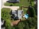 Aerial view of property showcasing the home, expansive yard, pool and deck at 53 Denny Ln, Dallas, GA 30157