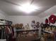 Storage room containing christmas decor and clothing racks at 5523 Bahia Mar Cir, Stone Mountain, GA 30087