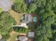 Aerial shot showcasing the property with a pool and ample yard space at 65 Cold Harbor Ct, Sharpsburg, GA 30277