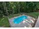 An aerial view of a backyard pool enclosed by a fence at 65 Cold Harbor Ct, Sharpsburg, GA 30277