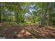 The backyard offers a serene setting with mature trees and a view of the back of the house at 6674 Cowan Mill Rd, Winston, GA 30187