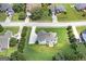An aerial view showcasing a home with large backyard and a long driveway at 366 Whitney Ln, Mcdonough, GA 30253