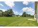 Large grassy back yard with mature trees and landscaping, perfect for outdoor activities and entertaining at 366 Whitney Ln, Mcdonough, GA 30253