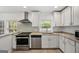 Modern kitchen featuring stainless steel appliances, granite countertops, and sleek white cabinets at 1675 Brewer Sw Blvd, Atlanta, GA 30310