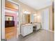 Bathroom with granite countertops, double sinks, and vanity area at 226 Euharlee Five Forks Rd, Kingston, GA 30145