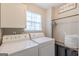 Laundry room featuring modern machines and a folding station, making chores a breeze at 214 Palette Ln, Peachtree City, GA 30269