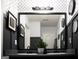 Modern bathroom features a patterned wall, black fixtures, and a double sink vanity at 184 Fashion Xing, Mcdonough, GA 30252