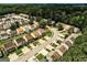 Aerial view showcases an idyllic neighborhood with tree-lined streets and well-kept homes at 134 Watercress Ct, Stockbridge, GA 30281