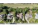 Aerial view of the estate with swimming pool, manicured grounds, and bordering a golf course at 4874 Kettle River Pt, Suwanee, GA 30024