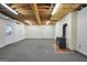 Unfinished basement area with a wood burning stove at 123 Eva Ln, Stockbridge, GA 30281