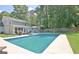 Spacious backyard with a large swimming pool, patio seating, and lush green lawn at 345 Summer Pl, Peachtree City, GA 30269