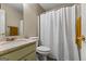 Bathroom featuring a granite vanity, tile floors, and shower at 539 Horseshoe Cir, Stockbridge, GA 30281
