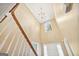 Two-story foyer with staircase and elegant chandelier at 10044 Point View Dr, Jonesboro, GA 30238