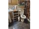 Functional bathroom with tile flooring, pedestal sink, and a shower with curtain at 259 Independence Dr, Jonesboro, GA 30238