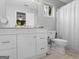 Well-lit bathroom features a double sink vanity and a separate toilet and shower area, offering convenience and style at 2866 Rosecommons Dr, Hampton, GA 30228