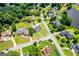 Beautiful aerial view of a neighborhood with mature landscaping, a private pool, and well-maintained homes at 11 Chad Ct, Mcdonough, GA 30253