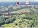 An aerial view showcases a neighborhood with the property surrounded by lush greenery and nearby amenities at 234 Crumbley Rd, Mcdonough, GA 30252