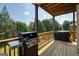 Covered back deck with gas grill and wooded views at 6665 Flagstone Ct # 918, Cumming, GA 30028
