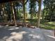 Covered patio providing a serene view of the backyard and lush greenery, perfect for relaxing and enjoying nature at 1535 Smoke Hill Dr, Hoschton, GA 30548