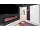 Home theater with fireplace, large TV, movie posters, and black walls at 12167 Conrad Cir, Hampton, GA 30228