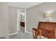 View of the bedroom with light-gray walls, carpet, and view through the doorway at 183 Wynnmeade, Peachtree City, GA 30269