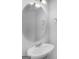 Clean half bathroom featuring pedestal sink, modern faucet, and round mirror at 505 Mariposa Ln, Mcdonough, GA 30253
