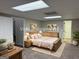 This staged bedroom has an accent wall, a comfortable bed, bedside tables and lamps plus additional decor throughout at 51 Estates Dr, Villa Rica, GA 30180