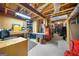 Unfinished basement showcasing exposed beams, ample storage, and potential for customization at 5585 Lavender Farms, Powder Springs, GA 30127
