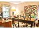 Bright home office features a large desk, colorful artwork and natural light at 150 Ashley Dr, Fayetteville, GA 30214