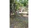 Landscaped backyard featuring a statue and a comfortable chair among trees and plants creating a natural retreat at 150 Ashley Dr, Fayetteville, GA 30214