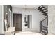 Welcoming foyer with hardwood floors, a modern staircase, and stylish decor leading to the living spaces at Lot 1 Bohannon Drive # 1, Fairburn, GA 30213