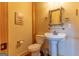 Charming bathroom with a classic toilet, pedestal sink, and a framed mirror at 1051 Lake Rutledge Rd, Rutledge, GA 30663