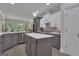 Kitchen with an island, stainless steel appliances, modern lighting, and gray cabinetry at 285 Acton Dr, Fayetteville, GA 30215