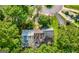Aerial shot of the house surrounded by trees, a circle, and other houses at 398 Patrick Henry Ct, Riverdale, GA 30274