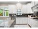 Well-lit kitchen featuring white cabinets, black subway tile backsplash, and granite countertops at 195 Berry Hill Ln, Tyrone, GA 30290