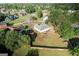 Overhead view showcasing a well-manicured property, mature trees, and a private, fenced backyard at 609 Alyssa Ct, Locust Grove, GA 30248